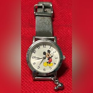Disney BY SII Mickey Mouse Stainless Watch With Charm MU1249 New Battery